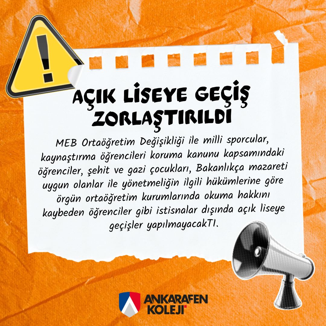 AÇIK LİSEYE GEÇİŞ ZORLAŞTIRILDI!